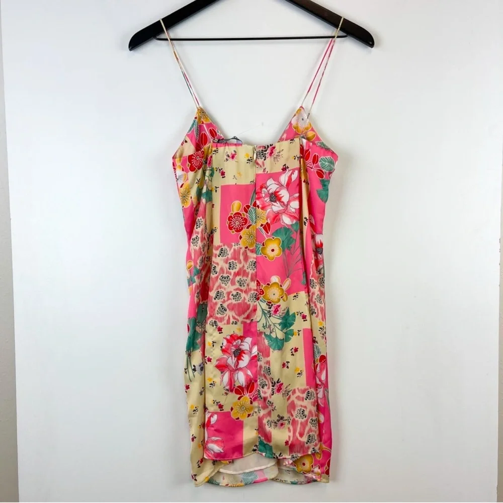 Zara (XS) Floral Mini Dress Pink Polyester - Picture 2 of 8